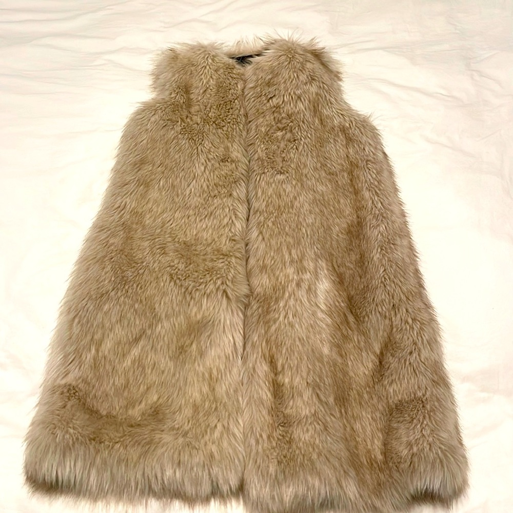 Zara faux fur long vest waistcoat S